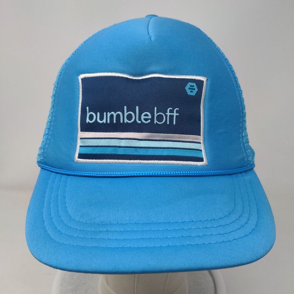 Bumble Bff Snapback Trucker Hat Blue One Size Adjustable Mesh Back Rope - Picture 2 of 7